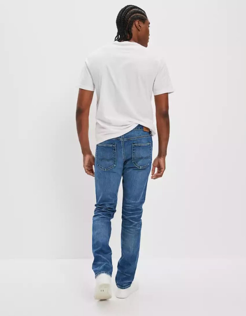 Jean American Eagle AE Flex Slim Droit Grise Bleu Homme | XSY-14430227